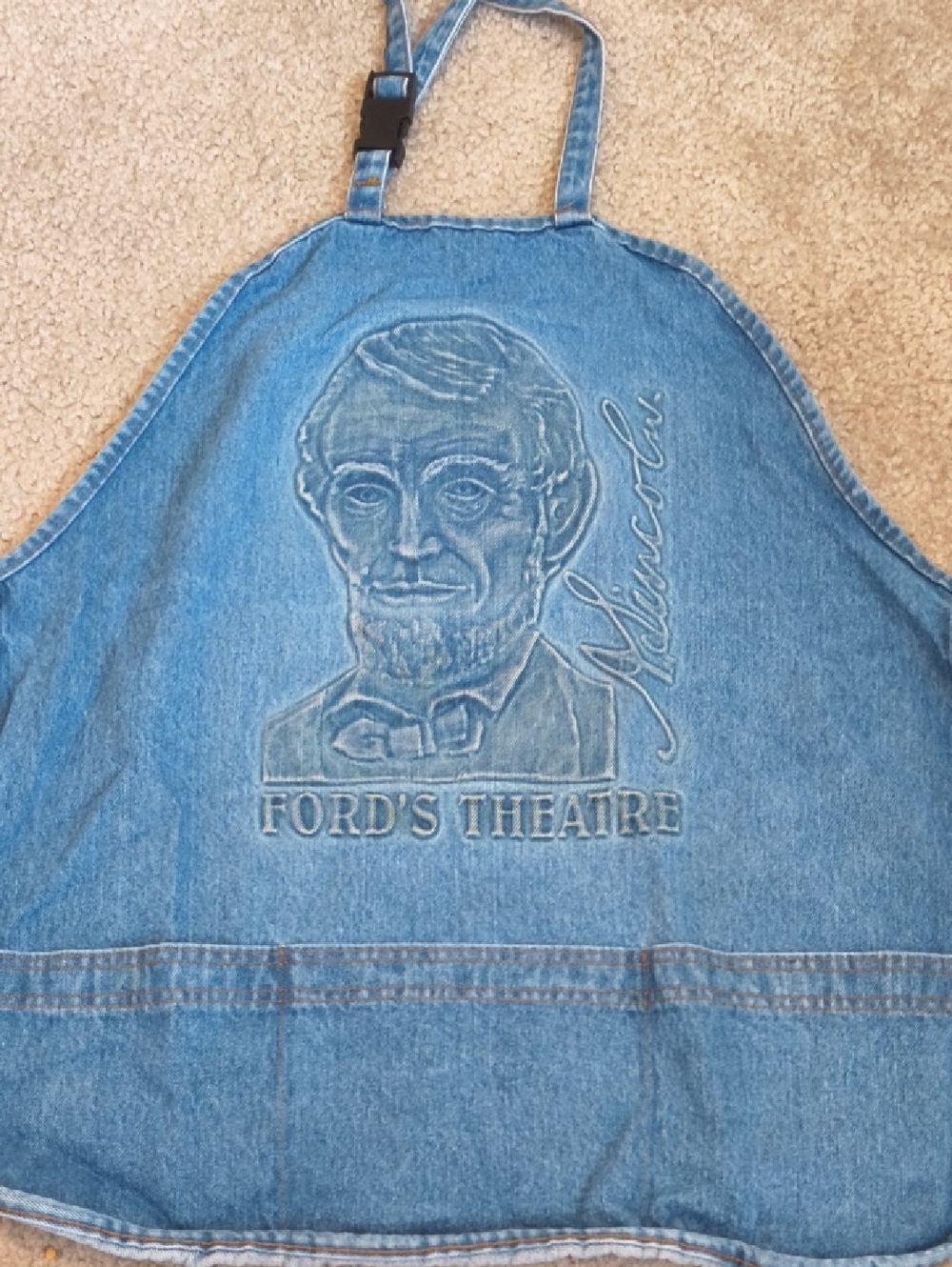Ford's Theatre Embossed Denim Leather Work Apron with Abraham Lincoln P9